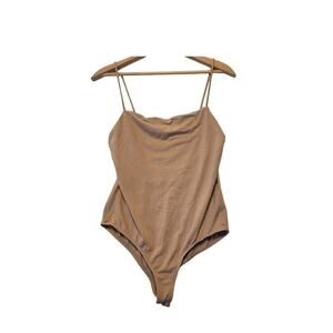 NWT Zara Brown Tan Bodysuit Women's Spaghetti Strap Cami Bodysuit Size Small